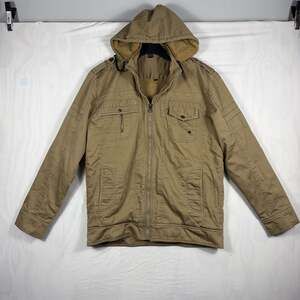 Maximos Premium Hooded Multi Pocket Sherpa Lined Bomber Jacket Khaki M